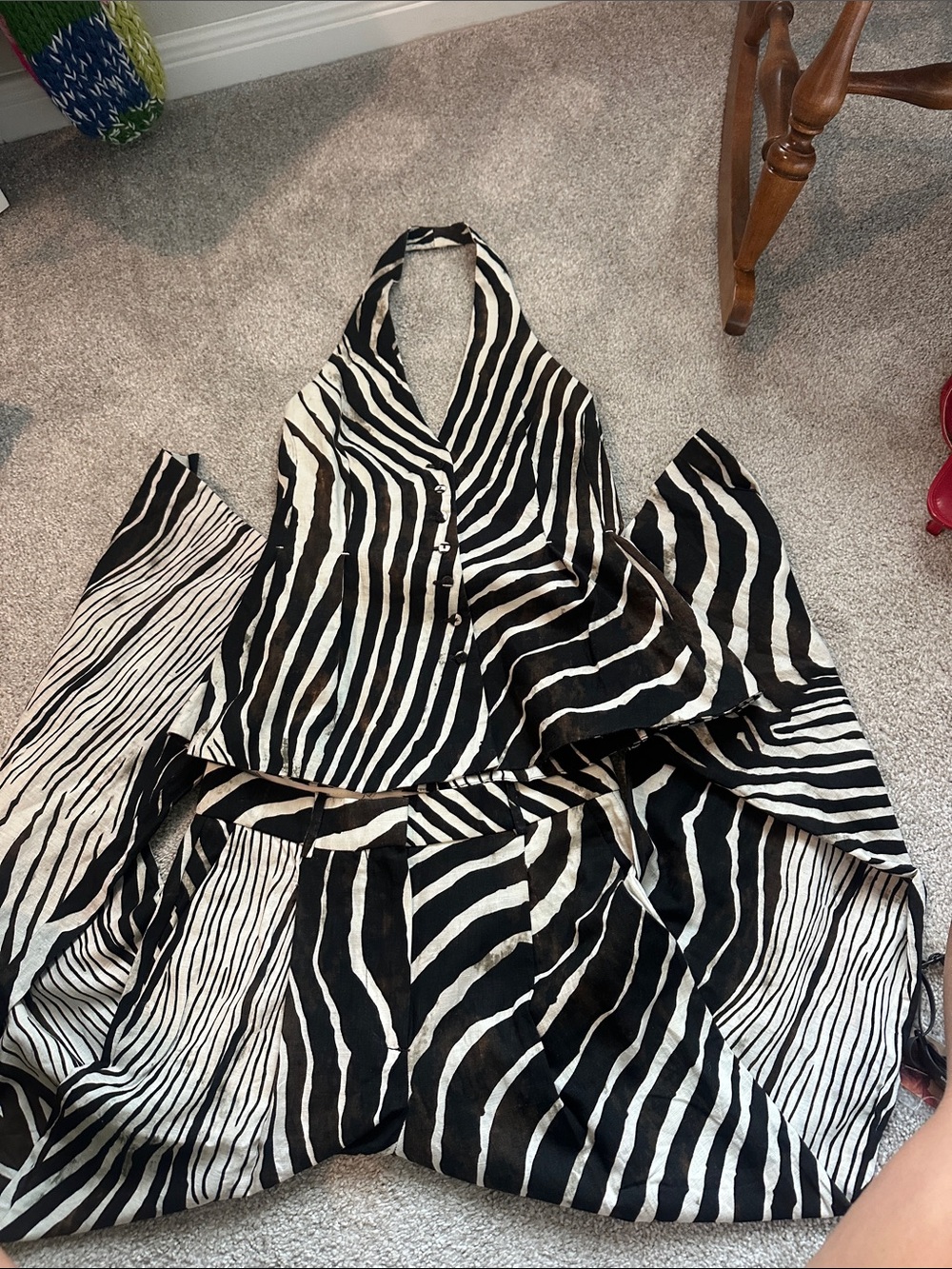 Black and White Zebra Halter Dress from Mango